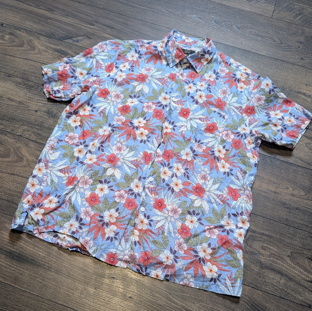 Linen Luxury Club Room Floral Men's Shirt - Multicolor Size XL
